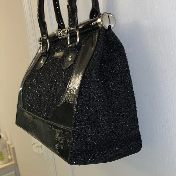 Black Tweed and Black Patent Bag - Picture 5 of 17